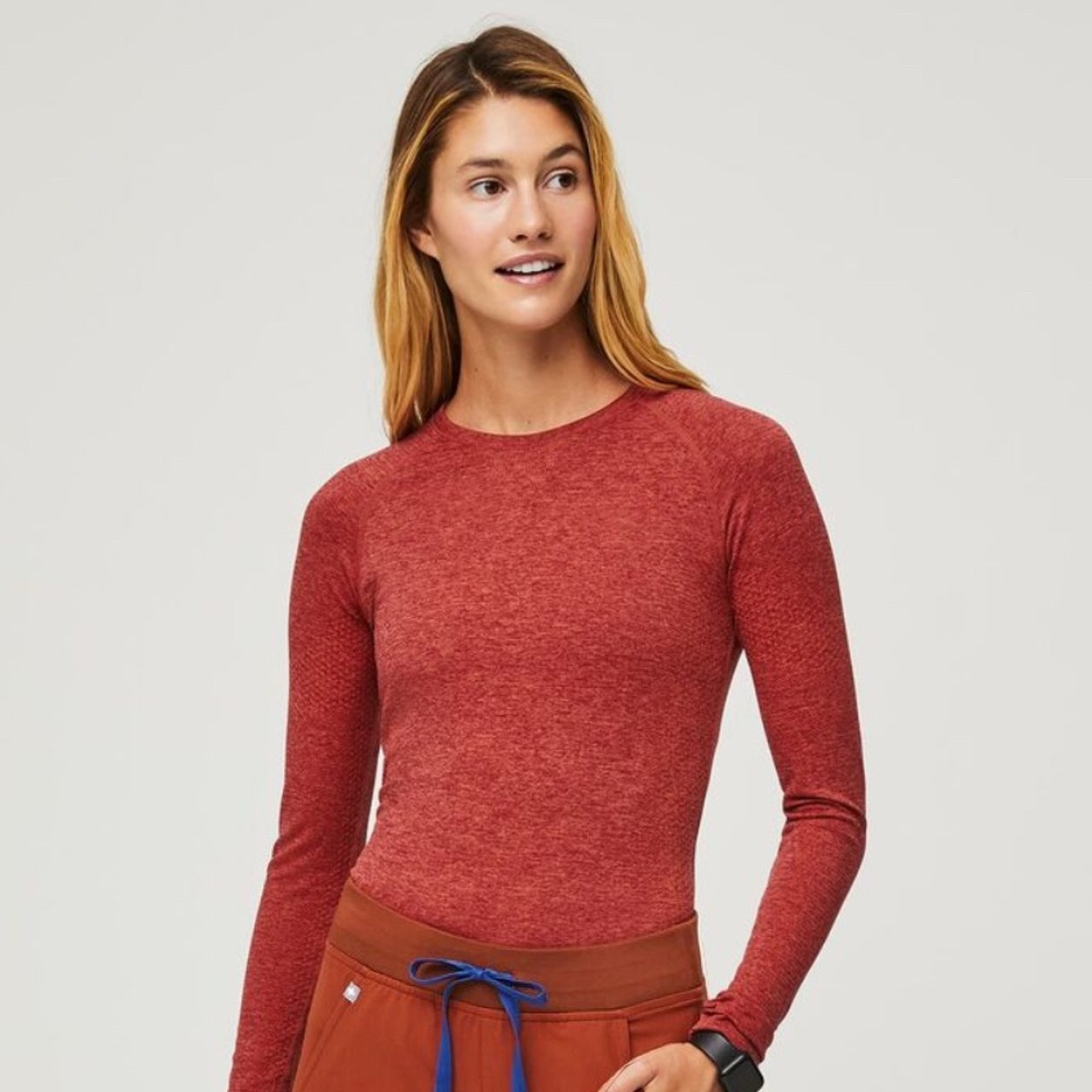 FIGS Salta Seamless Longsleeve Underscrub, Auburn, Size S, brand new w/tags